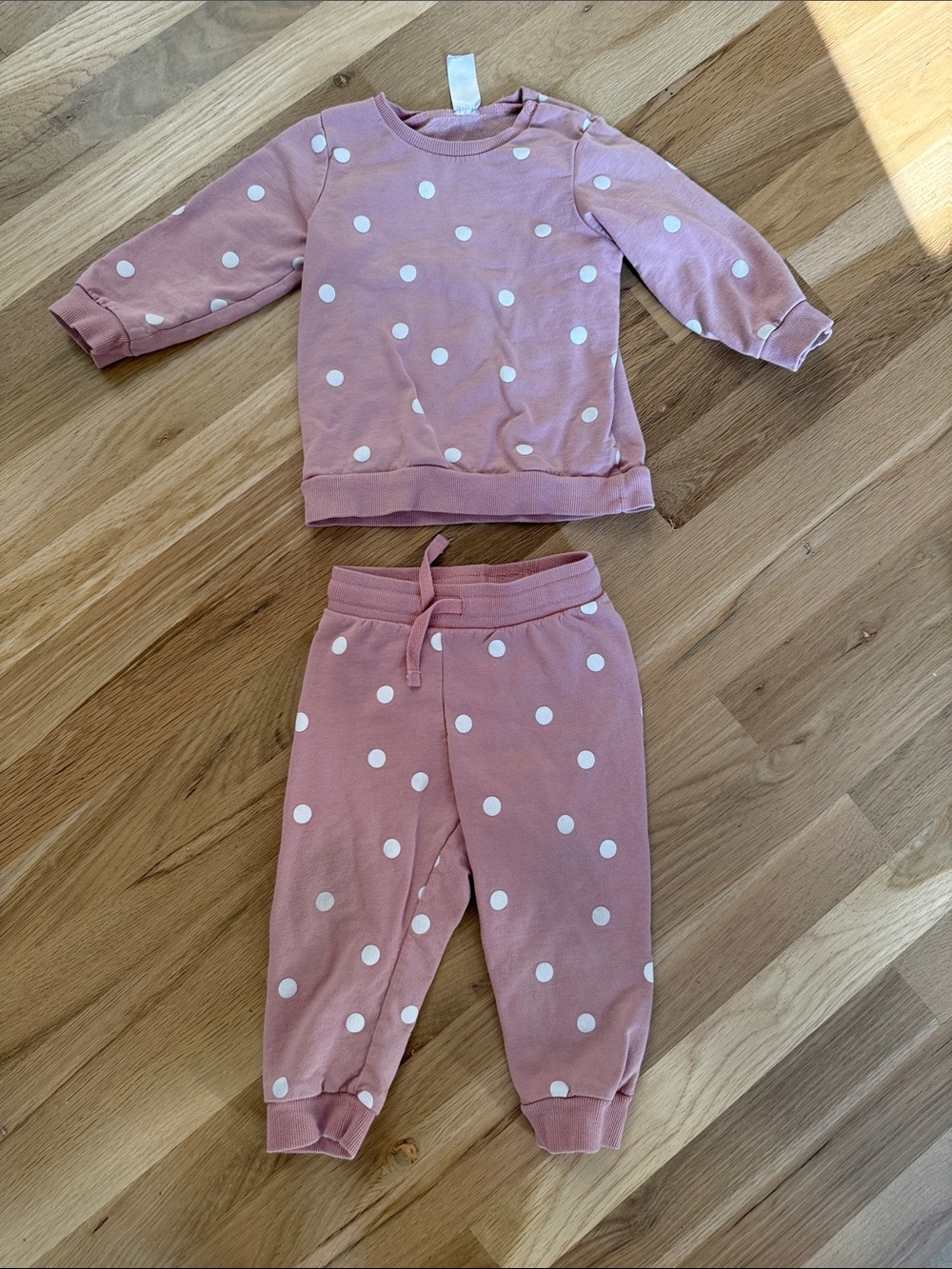 H&M Dusty Pink Polka Dot Kids Matching Set